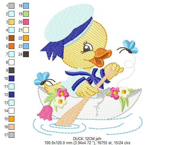 Duck embroidery design - Animal embroidery designs machine embroidery pattern - baby boy embroidery file - Sailor nautical lake ocean boat