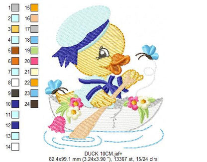 Duck embroidery design - Animal embroidery designs machine embroidery pattern - baby boy embroidery file - Sailor nautical lake ocean boat