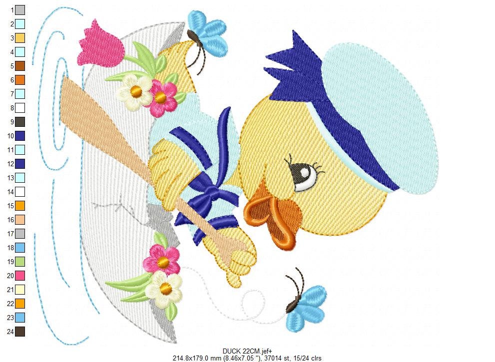 Duck embroidery design - Animal embroidery designs machine embroidery pattern - baby boy embroidery file - Sailor nautical lake ocean boat