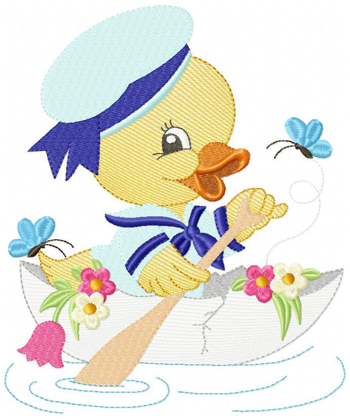 Duck embroidery design - Animal embroidery designs machine embroidery pattern - baby boy embroidery file - Sailor nautical lake ocean boat