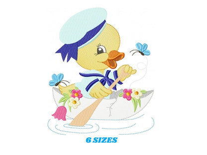 Duck embroidery design - Animal embroidery designs machine embroidery pattern - baby boy embroidery file - Sailor nautical lake ocean boat