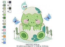 Charger l&#39;image dans la galerie, Dinosaur embroidery designs - Dino embroidery design machine embroidery pattern - Dragon embroidery file - Dinosaur egg baby boy embroidery
