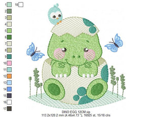 Dinosaur embroidery designs - Dino embroidery design machine embroidery pattern - Dragon embroidery file - Dinosaur egg baby boy embroidery