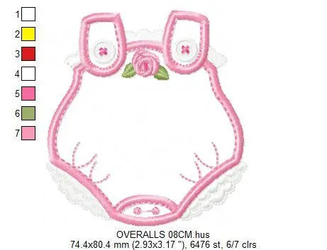 Baby Overall embroidery designs - Jumpsuit embroidery design machine embroidery pattern - Short tall romper playsuit - instant download pes Marcia Embroidery
