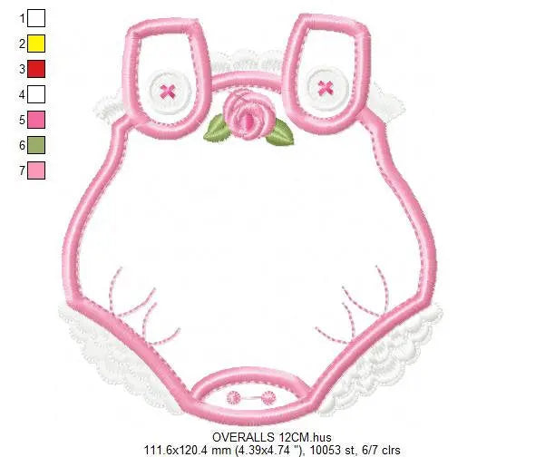 Baby Overall embroidery designs - Jumpsuit embroidery design machine embroidery pattern - Short tall romper playsuit - instant download pes Marcia Embroidery