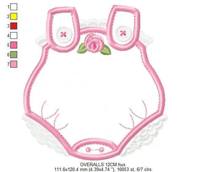 Baby Overall embroidery designs - Jumpsuit embroidery design machine embroidery pattern - Short tall romper playsuit - instant download pes Marcia Embroidery