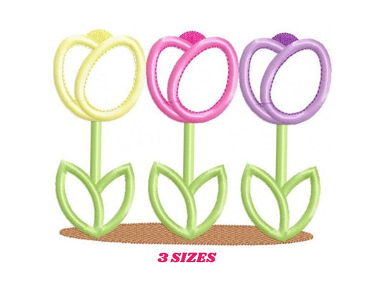 Flowers embroidery designs - Tulip embroidery design machine embroidery pattern - Floral embroidery file - Tulip applique - instant download