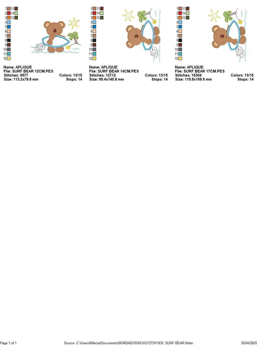 Bear at the beach embroidery designs - Teddy embroidery design machine embroidery pattern - Baby boy embroidery file - instant download Marcia Embroidery