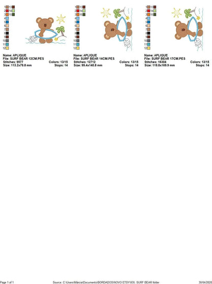 Bear at the beach embroidery designs - Teddy embroidery design machine embroidery pattern - Baby boy embroidery file - instant download Marcia Embroidery