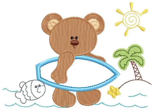 Bear at the beach embroidery designs - Teddy embroidery design machine embroidery pattern - Baby boy embroidery file - instant download Marcia Embroidery