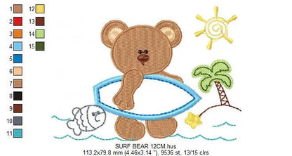 Bear at the beach embroidery designs - Teddy embroidery design machine embroidery pattern - Baby boy embroidery file - instant download Marcia Embroidery