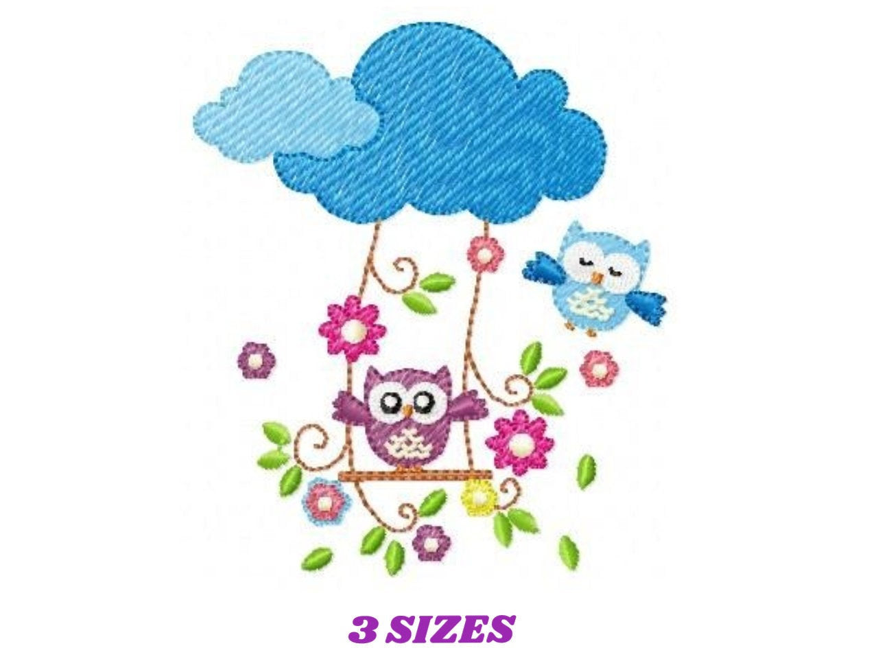 Owl embroidery design - Owl on branch embroidery design machine embroidery pattern - Kitchen Towel embroidery file - Instant download pes