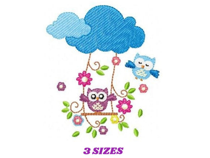 Owl embroidery design - Owl on branch embroidery design machine embroidery pattern - Kitchen Towel embroidery file - Instant download pes