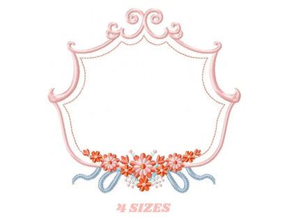 Frame embroidery designs - Flower embroidery design machine embroidery pattern - roses embroidery file - monogram frame applique design Marcia Embroidery