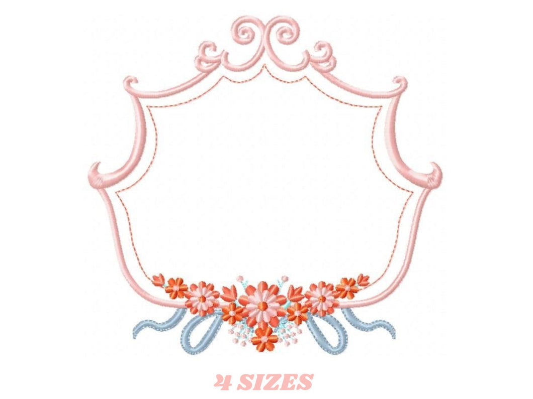 Frame embroidery designs - Flower embroidery design machine embroidery pattern - roses embroidery file - monogram frame applique design