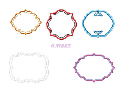Frame embroidery designs set - Frame Applique Design Machine embroidery pattern - Monogram frame shape tag embroidery file  instant download