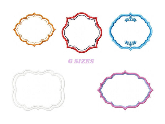 Frame embroidery designs set - Frame Applique Design Machine embroidery pattern - Monogram frame shape tag embroidery file  instant download