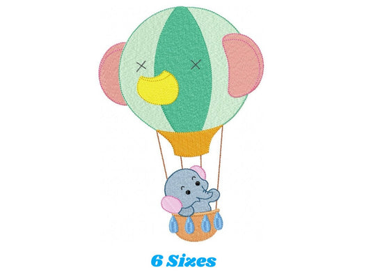Elephant embroidery designs - Animal embroidery design machine embroidery pattern - Baby boy embroidery file - kid embroidery Balloon design