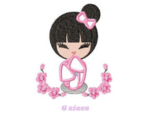 Cargar imagen en el visor de la galería, Japanese Geisha embroidery designs - Japanese Girl embroidery design machine embroidery pattern - geisha with flowers embroidery file design
