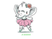 Charger l&#39;image dans la galerie, Elephant embroidery designs - Animal embroidery design machine embroidery pattern - Baby girl embroidery file - rippled elephant ballerina
