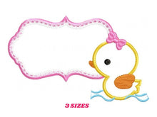 Cargar imagen en el visor de la galería, Female Duck Frame embroidery design - Girl Duck Applique Tag embroidery designs machine embroidery pattern - instant download pes jef dst
