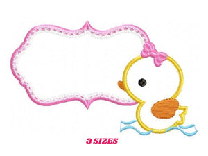 Female Duck Frame embroidery design - Girl Duck Applique Tag embroidery designs machine embroidery pattern - instant download pes jef dst