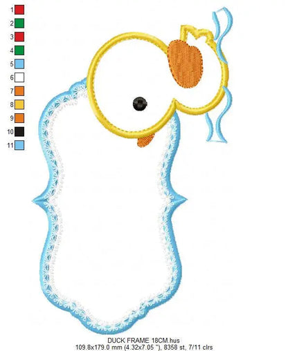 Duck embroidery design - Frame embroidery designs machine embroidery pattern - baby boy embroidery file - duck applique instant download Marcia Embroidery