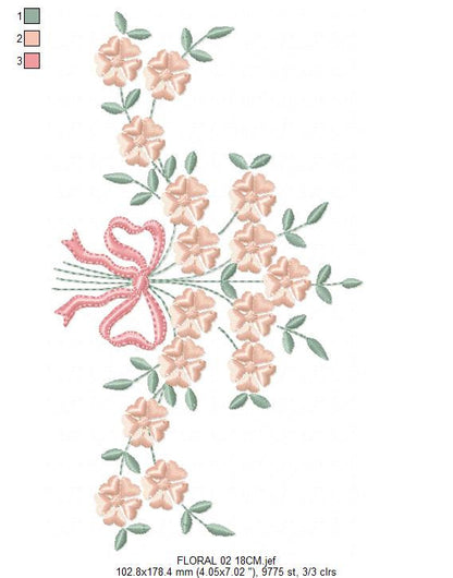 Roses wreath embroidery designs - Monogram embroidery design machine embroidery pattern - Tea towel embroidery - floral wreath of flowers