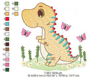 Charger l&#39;image dans la galerie, Dinosaur embroidery designs - Dino embroidery design machine embroidery pattern - instant download - boy embroidery file Birthday t rex
