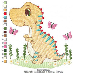 Dinosaur embroidery designs - Dino embroidery design machine embroidery pattern - instant download - boy embroidery file Birthday t rex