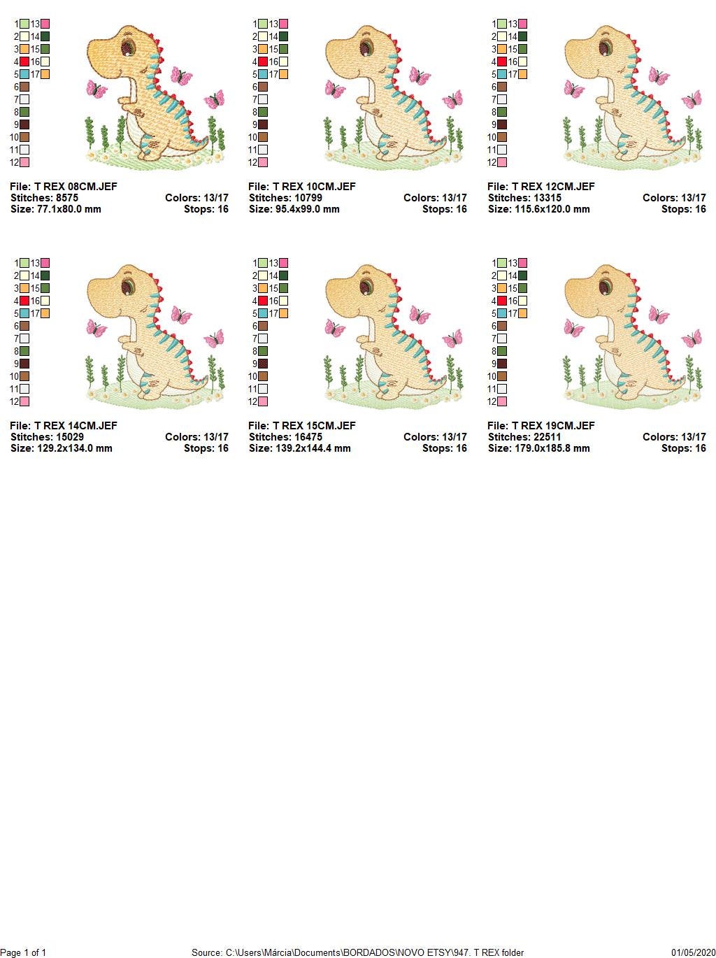 Dinosaur embroidery designs - Dino embroidery design machine embroidery pattern - instant download - boy embroidery file Birthday t rex