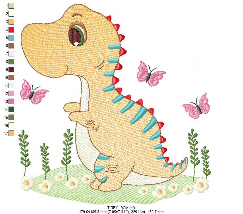 Dinosaur embroidery designs - Dino embroidery design machine embroidery pattern - instant download - boy embroidery file Birthday t rex