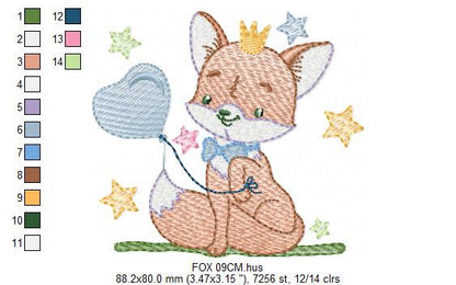 Fox embroidery designs - Hot air balloon embroidery design machine embroidery pattern - Animal embroidery file - woodland animals download