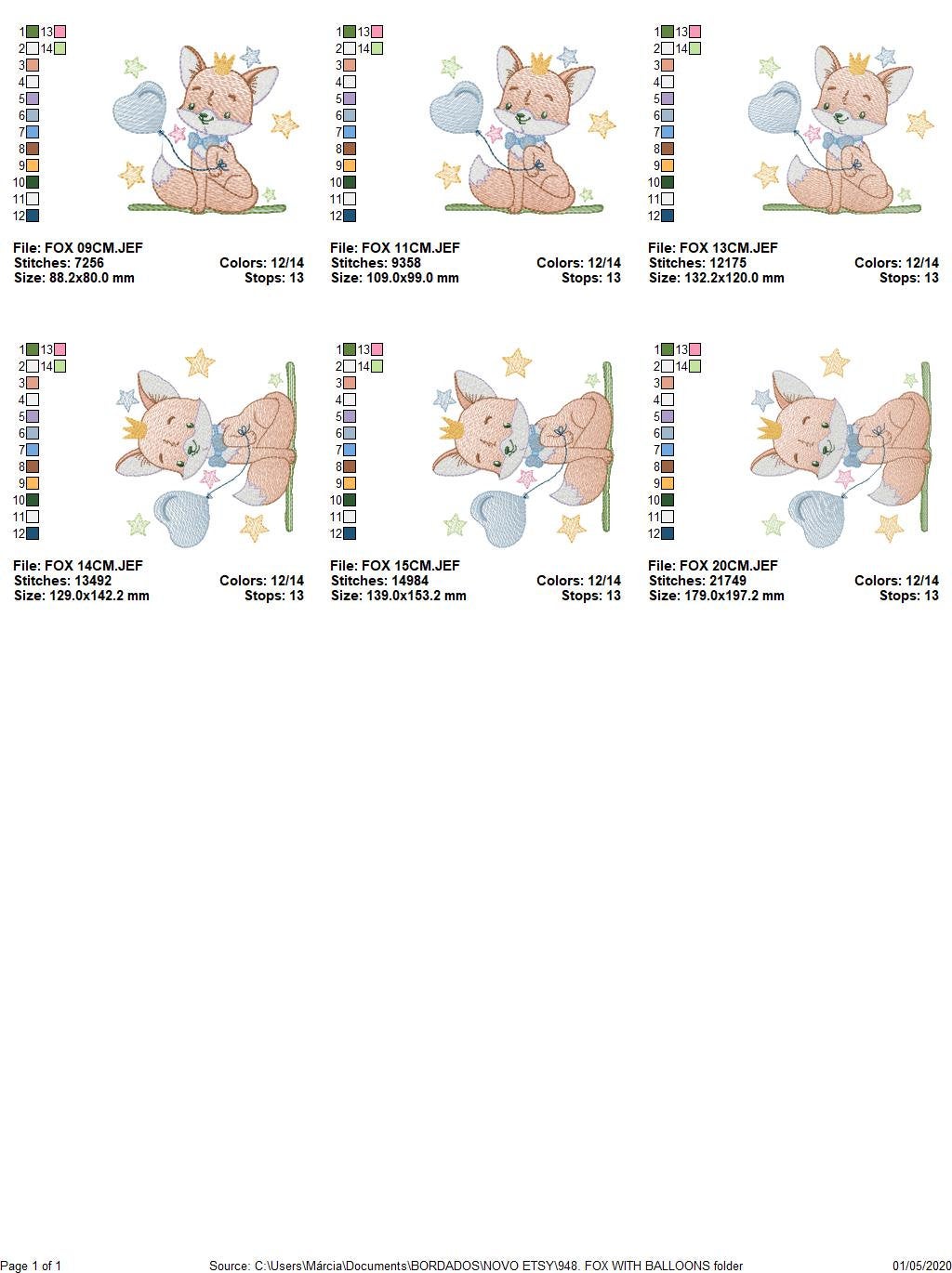 Fox embroidery designs - Hot air balloon embroidery design machine embroidery pattern - Animal embroidery file - woodland animals download