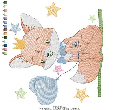 Fox embroidery designs - Hot air balloon embroidery design machine embroidery pattern - Animal embroidery file - woodland animals download