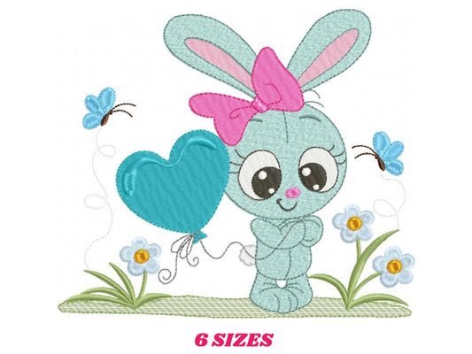 Bunny embroidery design - Rabbit embroidery designs machine embroidery pattern - baby embroidery file - kid embroidery rabbit with flowers