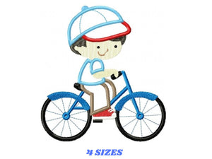 Boy with bike embroidery designs - Boy embroidery design machine embroidery pattern - boy applique design - bike applique instant download