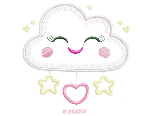 Cloud embroidery design - Sky embroidery design machine embroidery pattern  - cloud applique design - baby girl embroidery file cute cloud Marcia Embroidery
