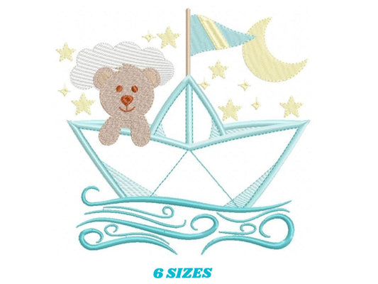 Boat embroidery designs - Sailor embroidery design machine embroidery pattern - sailor bear design - Teddy Bear embroidery nautical boat boy