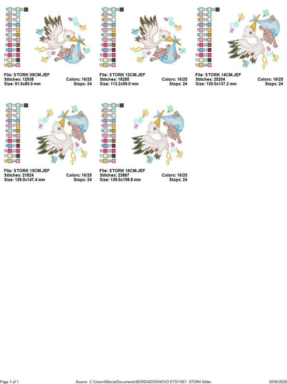 Stork embroidery design - Stork with baby embroidery design machine embroidery pattern - newborn embroidery file - Baby shower gift design Marcia Embroidery