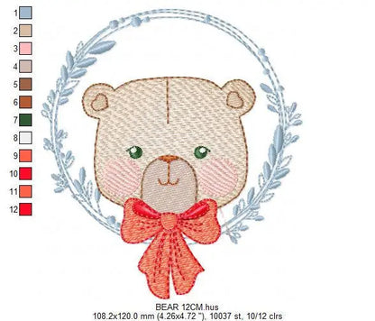 Bear embroidery designs - Laurel embroidery design machine embroidery pattern - laurel wreath embroidery file - bear baby boy embroidery Marcia Embroidery