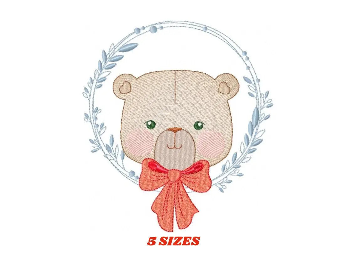 Bear embroidery designs - Laurel embroidery design machine embroidery pattern - laurel wreath embroidery file - bear baby boy embroidery Marcia Embroidery