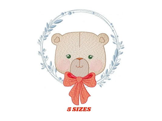 Bear embroidery designs - Laurel embroidery design machine embroidery pattern - laurel wreath embroidery file - bear baby boy embroidery Marcia Embroidery