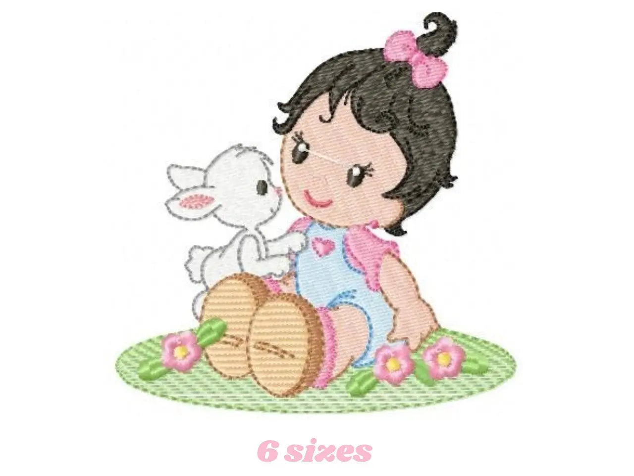Baby girl embroidery designs - Toddler embroidery design machine embroidery pattern - Girl with bunny embroidery file - Instant download pes Marcia Embroidery