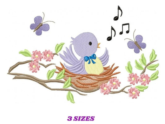 Bird embroidery designs - Birdnest embroidery design machine embroidery pattern - instant download - singing bird embroidery file spring Marcia Embroidery