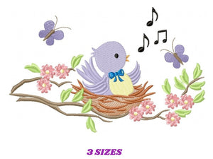 Bird embroidery designs - Birdnest embroidery design machine