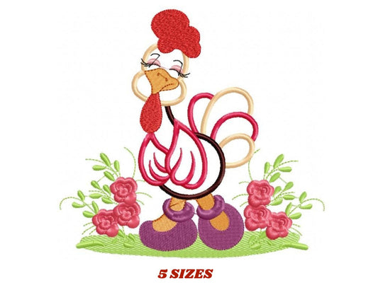 Chicken embroidery designs - Kitchen embroidery design machine embroidery pattern - Farm animal embroidery file - Chicken applique design