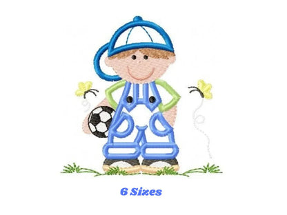 Boy embroidery designs - Soccer embroidery design machine embroidery file - Boy with cap applique design - Soccer player applique design Marcia Embroidery