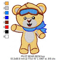 Carica l&#39;immagine nel visualizzatore di Gallery, Bear embroidery designs - Pilot embroidery design machine embroidery pattern - Teddy bear embroidery - Pilot bear design boy embroidery file
