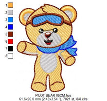 Carica l&#39;immagine nel visualizzatore di Gallery, Bear embroidery designs - Pilot embroidery design machine embroidery pattern - Teddy bear embroidery - Pilot bear design boy embroidery file
